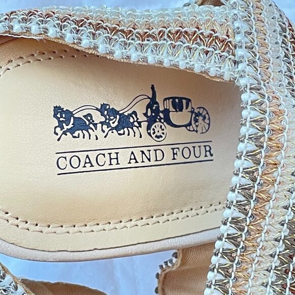 Coach and Four Ombre Multi Vandela Strappy Stretch Sandal with Cork Wedge  10 - Picture 9 of 12